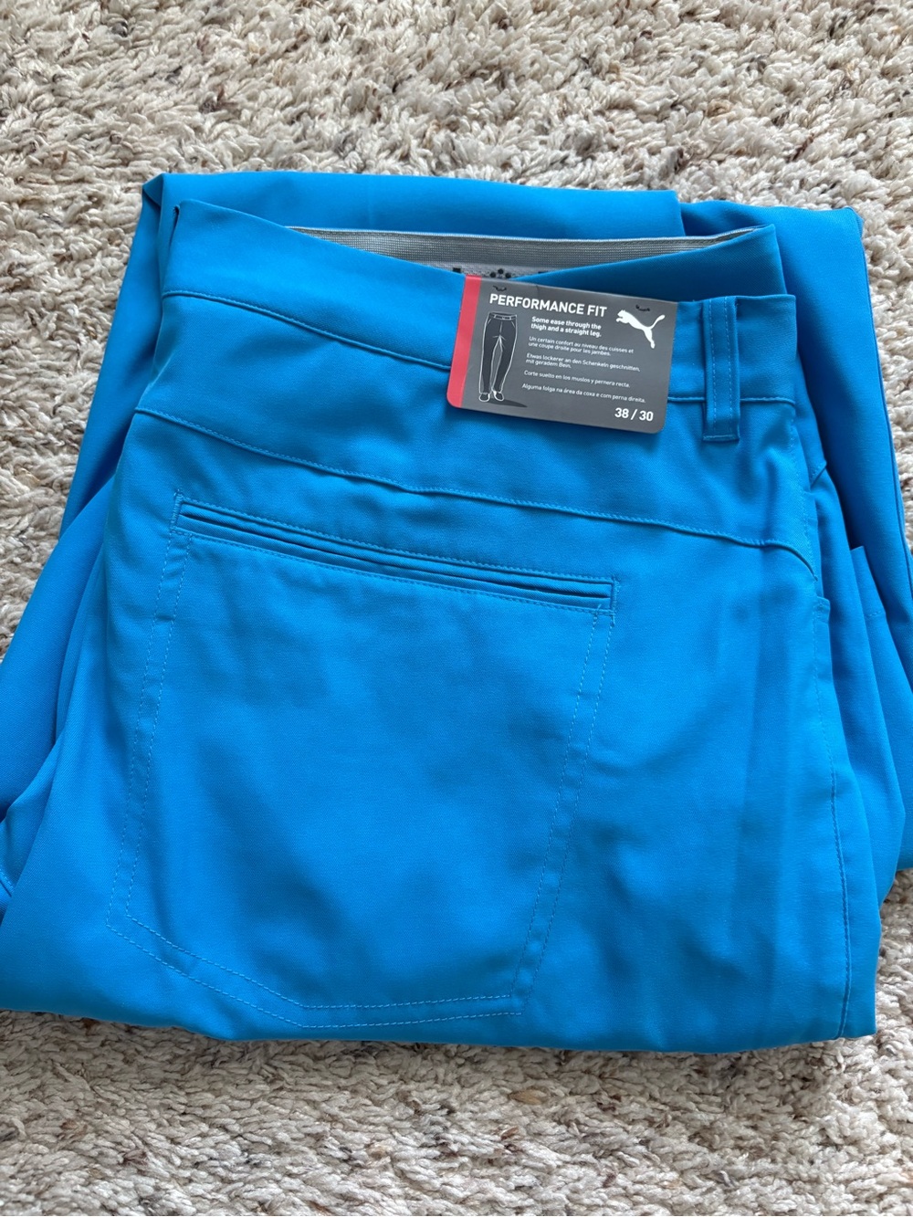 New Puma Golf Performance Fit Pants Mens 38/30 Bright Blue